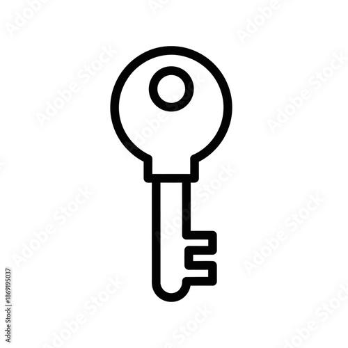Close-up of a Modern Silver Key with Circular Handle on Plain Background