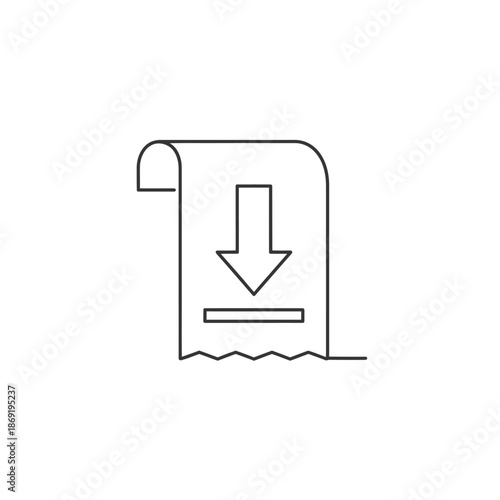 Close-up of a Receipt with a Downward Arrow for Payment or Shopping Confirmation