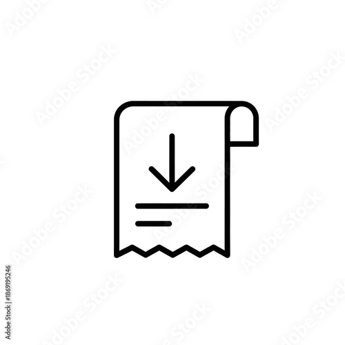 Close-up of a receipt with download arrow icon symbolizing digital transaction or receipt download