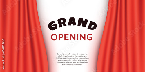realistic curtain background, grand opening ceremony with red color vector design graphic