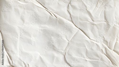 Crumpled paper texture. Realistic white crumpled paper background. Horizontal wrinkled empty notepad sheet. Vector illustration.