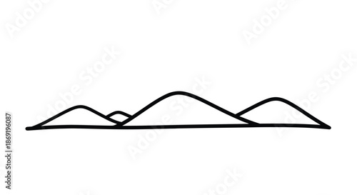 Minimalist black line drawing of several mountain peaks against a plain white background suitable for logo design or icons.
