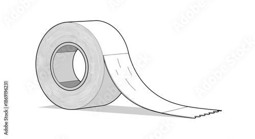 Roll of adhesive tape shown partially unrolled in a clean graphic illustration style on white background.