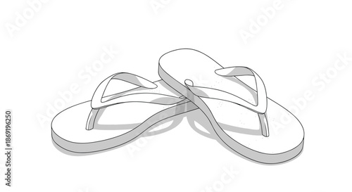 Pair of simple summer flip flop sandals shown in an outline style for beach, vacation, or footwear themes.