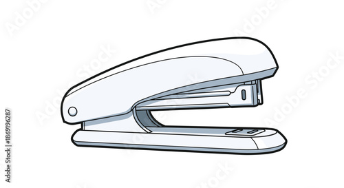 Professional office stapler shown in a clean flat illustration style with subtle blue and gray shading effects.