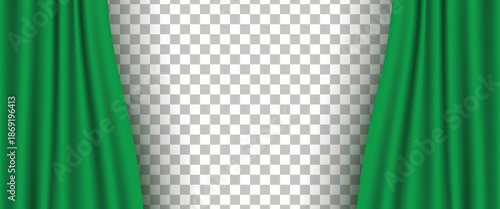 realistic curtain background template with green color vector design