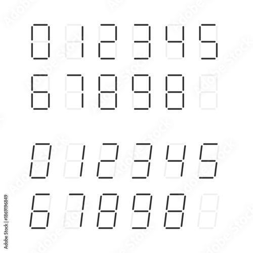 Seven segment digital numbers display vector set