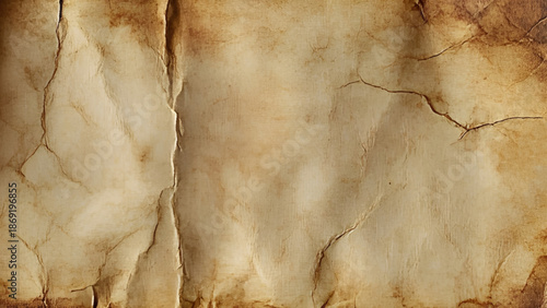 Crumpled Old Paper Texture Background. Brown folded parchment vintage paper sheet with space for text
