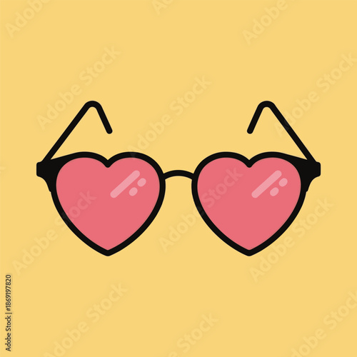 Playful Heart Shaped Sunglasses Illustration