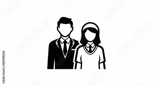 Man and Woman Silhouette Icon Representing Partnership.