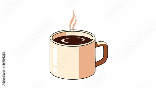 Steaming Cup of Hot Coffee Beverage Isolated on White Background.