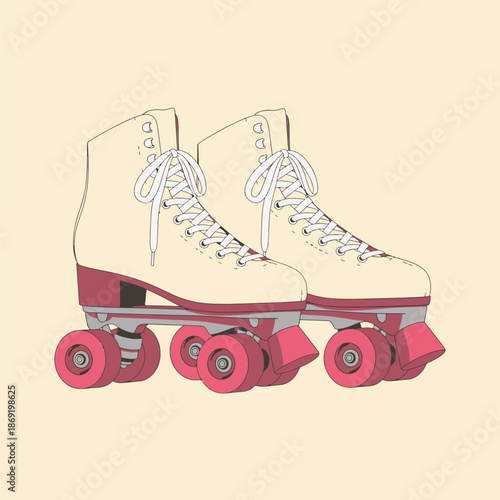 Vintage Roller Skates Illustration