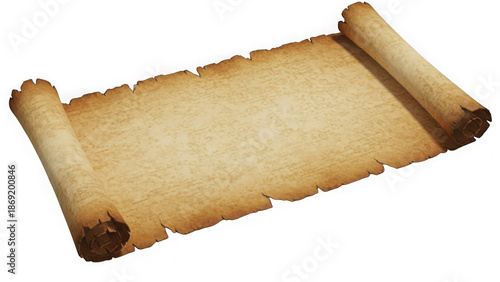 Ancient scroll isolated on transparent background