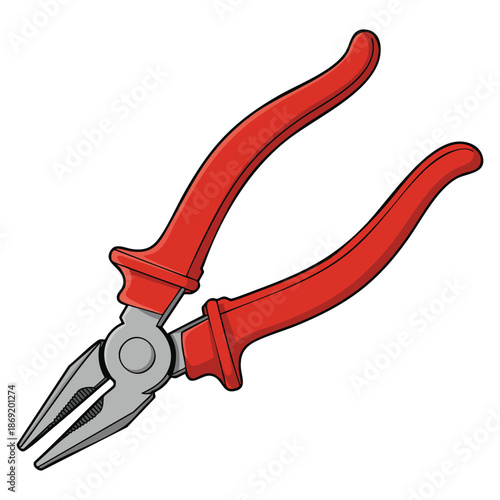Vector illustration of plier on white background ideal for hardware tools DIY repair concept or isolated workshop themed design artwork