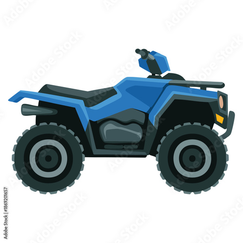 Vector illustration of quad bike isolated side view four wheeled motorcycle flat style icon ideal for transportation design and vehicle creative artwork