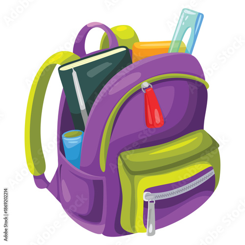 Vector illustration of school bag on a white background perfect for student life classroom supplies learning theme or educational cartoon artwork