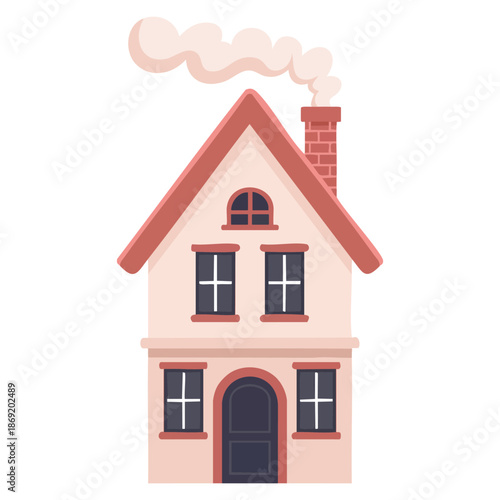 Vector illustration of small house with roof and windows representing cozy home design ideal for residential architecture decoration and real estate concepts