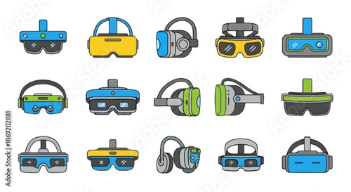 Collection of cute happy cartoon mushroom characters with various colors and poses