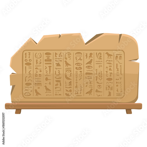 Vector illustration of stone board with Egyptian hieroglyphics clay tablet flat style ideal for historical education museum or ancient artifact themed artwork