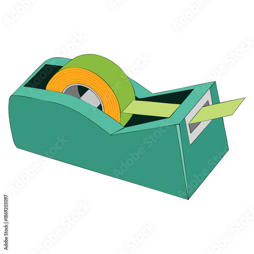 Vector illustration of tape dispenser on a white background perfect for stationery theme office desk tool school supply or clean simple artwork