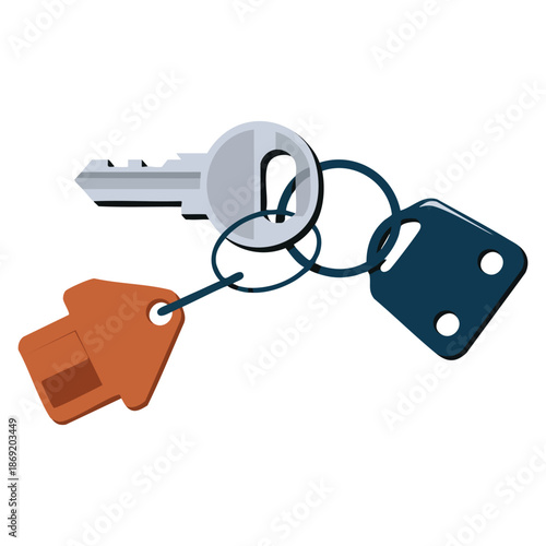 Vector illustration of trinket with key hanging on keyring perfect for jewelry accessory decoration home keys and creative design themed artwork