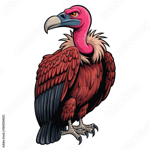 Vector illustration of wild vulture isolated on white background perfect for nature wildlife bird species and educational themed creative design