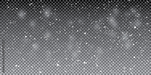 Vector heavy snowfall with snowbanks field. Snow landscape decoration, frozen hills isolated on png background. Snow flakes, snow and blizzard falling 