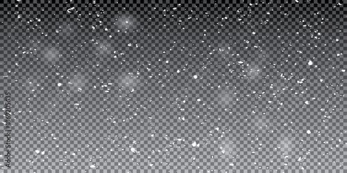 Snow flakes, snow and blizzard falling on snowdrifts. Snow landscape decoration. Realistic winter background, snowdrifts, snowdrifts