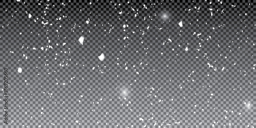 Snow flakes, snow and blizzard falling on snowdrifts. Snow landscape decoration. 