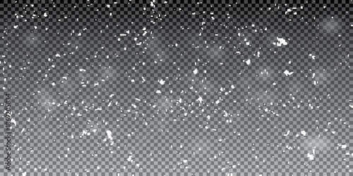 Snowflakes on a transparent background. Snow flakes, snow background. Heavy snowfall, snowflakes in different shapes and forms.