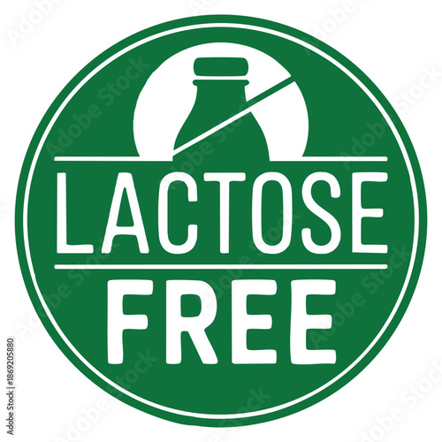 Vector logo or badge template lactose free suitable for product label stamp healthy food identity natural diet branding and clean clear allergen free design elements