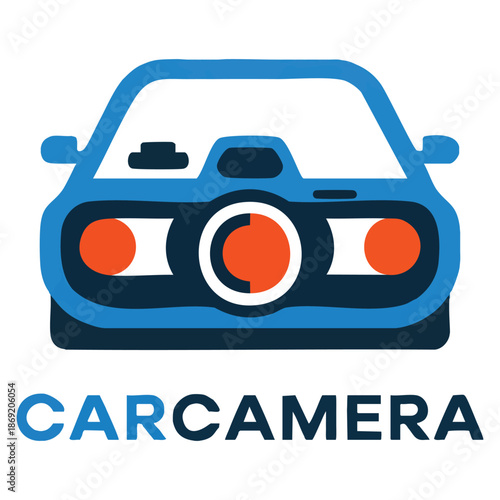 Vector logo template car camera featuring transportation symbol perfect for capture technology auto security branding driving record systems and tech identity themes