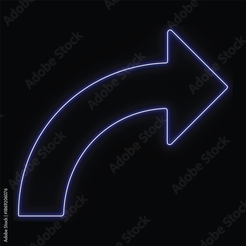 Abstract glowing blue arrow on black background