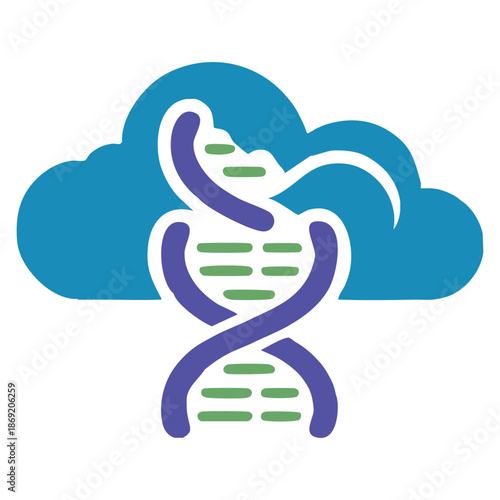 Vector logo template cloud DNA with chromosome symbol suitable for science technology website genetic data concept and modern research identity