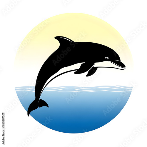 Dolphin jumping out of ocean water isolated on transparent background