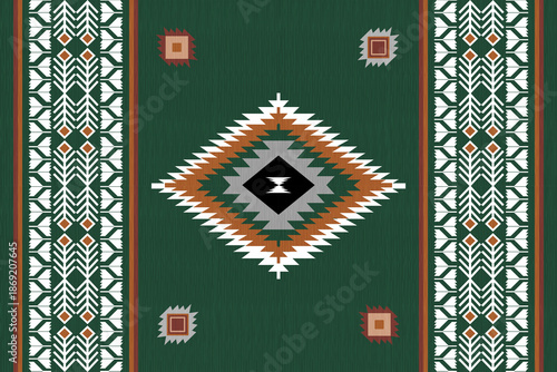 Ikat aztec boho culture fabric textile decoration   seamless pattern with geometric elements