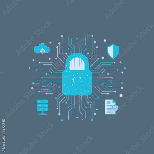 Online data protection and privacy concept.eps