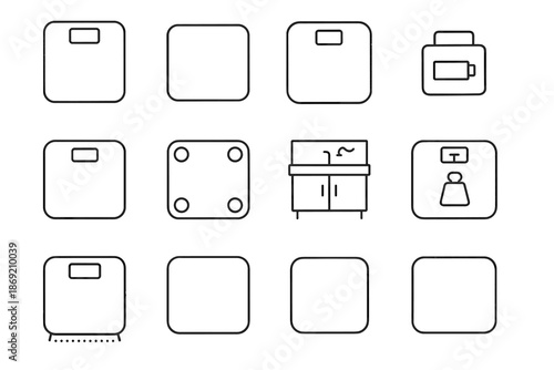 Sleek minimalist storage battery top vector icon view bathroom rounded scale flat