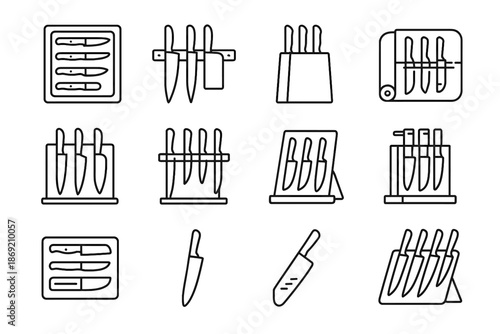 Glass vector magnetic slot knife icon pouch kitchen organizers display upright drawer