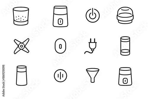 Pulse stainless icon body grinder led vector motor electric spice icons blades