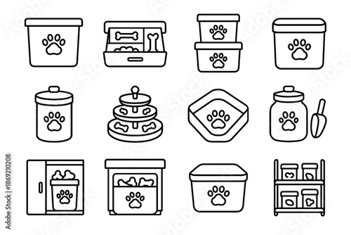 Drawer storage stand pet bin vector tray icon jar container scoop snack