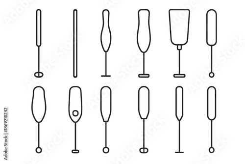 Sleek vector stir tip handle mixer coffee stirrers whisk minimalist icon matte