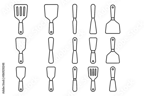 Commercial turner handled tool edge durable professional pro icon spatula icons vector