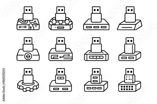 Vector vents modular pattern station dock body tech logo usb icon digital