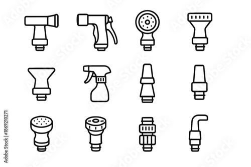 Compact tight stubby sprayer flat nozzles garden icon vector travel nozzle spray