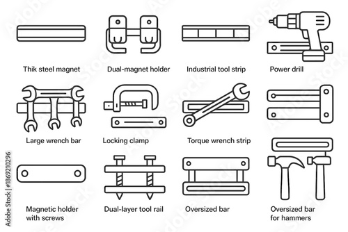 Magnet vector holder tool drill clamp wrench bar magnetic icon