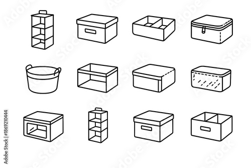 Shelf storage fabric washable box vector insert icon canvas structured window