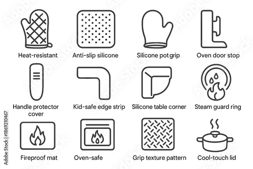 Icon vector symbol label safety lid silicone guard oven stop texture ring
