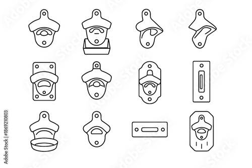 Mounted edge opener metal magnetic tray wall icon mount loop vector