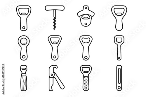 Icons cork icon cutter loop lever bottle opener grip vector textured handle